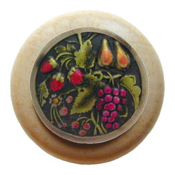 Inviting Home Inc. - Tuscan Bounty Natural Wood Knob, Clear Finish With Hand-Tinted Brass - Cabinet And Drawer Knobs