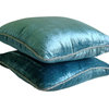 Handmade Velvet Blue Pillow Covers, 22"x22" Velvet Pillow Covers, Blue Shimmer