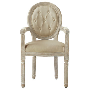 Rustic Manor Brookelyn Dining Chair, Upholstered, Linen, Beige