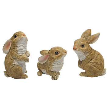 Garden Rabbit Statue Sculpture - Set of 3