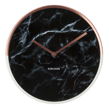 Marble Delight Clock, Copper and Black