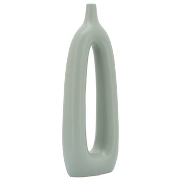 Ceramic 14"H Open Cut-Out Vase, Green