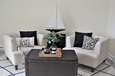 Example of a small beach style family room design in New York
