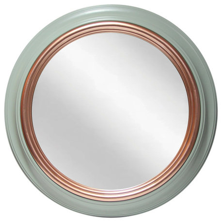 Ornate Sage Green Round Wall Mirror, 24"