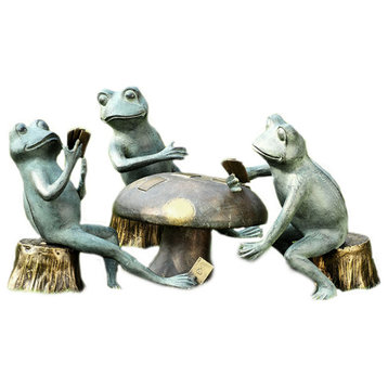 Card Cheat Frogs 4 Piece Aluminum Garden Sculpture