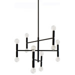 Dainolite - Ava 12 Light Chandelier Small Matte Black Finish - Ava chandelier lights pop out of a contemporary design scheme with an artistic appeal. They can become the focal point of any room, from the living or dining room to a master bedroom. The unique beauty of this family of lighting is based on an asymmetrical linear pattern created by a metal base and arms in your choice of elegant finish. Smaller round lights at both ends of each arm complete a refined and sophisticated look. Ava lighting is an easy way to enliven any simple room design, and add both textural and linear appeal.