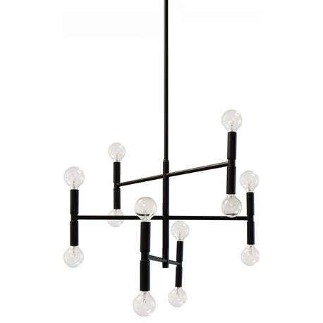 Ava 12 Light Chandelier Small Matte Black Finish