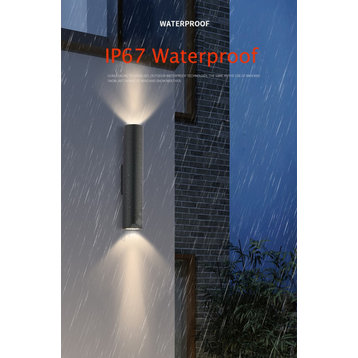 Black Waterproof Outdoor Aluminum LED Wall lamp For Garden, Porch, H11.8", 10w