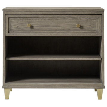 Taupe Oak One Drawer Nightstand, Andrew Martin Claiborne