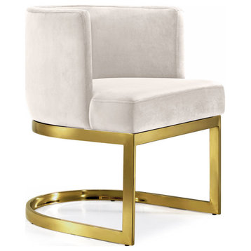 The Fay Dining Chair, Cream and Gold, Velvet