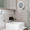 Single-Sided Round LED Wall Mirror with Switchable Light Color, Polished Nickel