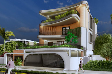 Contemporary house design with G+4 floors
