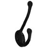 Black Coat Double Hooks Wrought Iron 5" L Wall Mount Rust Resistant Pack of 2
