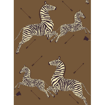 Safari Brown Zebra Safari Scalamandre Self Adhesive Wallpaper, Yellow, Bolt