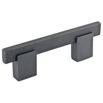 Bridge Style Solid Metal Pull / Handle Black, 5-1/32" (128 mm) Overall Length