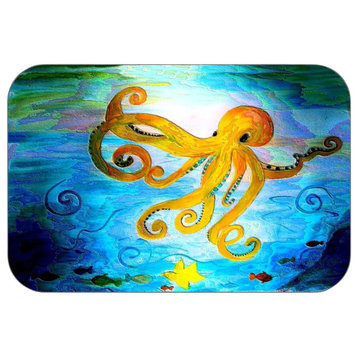 Octopus Gone Yellow Plush Bath Mat, 30"x20