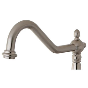 High Arched Bridge Kitchen Faucet, Swiveling Spout With 2 Lever Handles, Nickel