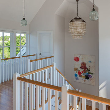 Angels Welcome - Staircase Pendant Lighting-  Custom Home  in Falmouth, Cape Cod