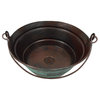15" Round Copper Bucket Vessel Bath Sink Green Patina, ORB Faucet & Drain