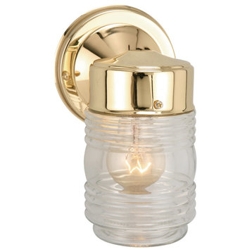 Design House 502179 Jelly Jar 8" Tall Outdoor Wall Sconce - Polished Brass