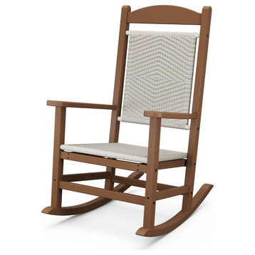 Polywood Presidential Woven Rocking Chair, White Loom