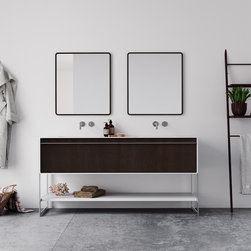 Deco Collection - Floor-mounted vanity Oak Coffee Bean and 24'' x 30'' Mirrors - Bathroom Vanities And Sink Consoles