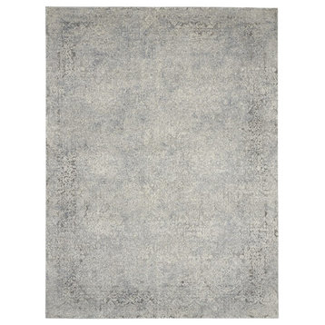 Nourison Rustic Textures 111" x 153" Fabric Indoor Rug in Ivory & Blue Painterly