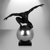 Equilibrium and Control Resin Handmade Sculpture, Black and Chorme