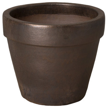 16" Round Flower Pot, Metallic Glaze