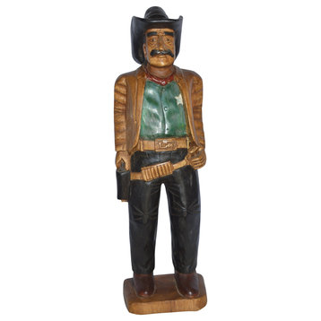 Sheriff Made of Wood Statue - Size: 6"L x 9"W x 30"H.