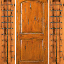 Knotty Alder Exterior Prehung Door with Two Sidelites - Front Doors