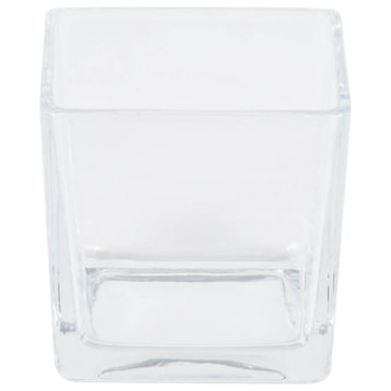 Vickerman Lg184501 3" Clear Cube Glass Container. Includes Four Pieces