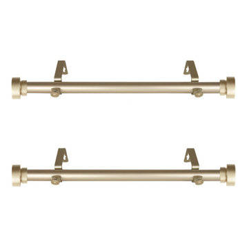 1" dia. Side Curtain Rod 12-20" Long, Set of 2, Light Gold