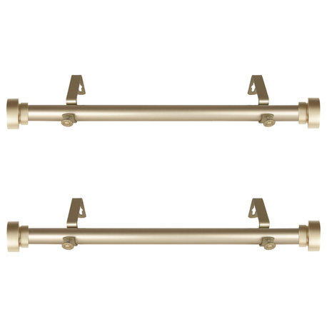 1" dia. Side Curtain Rod 12-20" Long, Set of 2, Light Gold