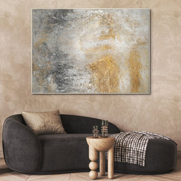 Framed living room artwork "Gold and Silver II"