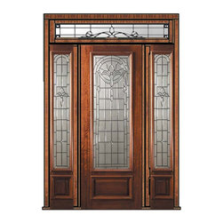 Prehung Sidelites-Transom Door 96 Mahogany Palacio 3/4 Lite Glass - Front Doors