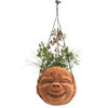 Novica Handmade Laughing Face Coconut Shell Hanging Planter