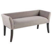 Modern Mid-Century Grey Upholstered Accent Bench