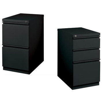 Set of 2 Value Pack 2 and 3 Drawer Mobile Filing Cabinet in Black