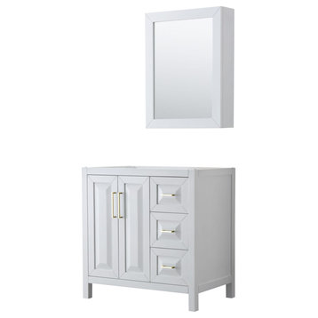 Wyndham Collection WCV252536SCXSXXMED Daria 35" Single - White / Brushed Gold