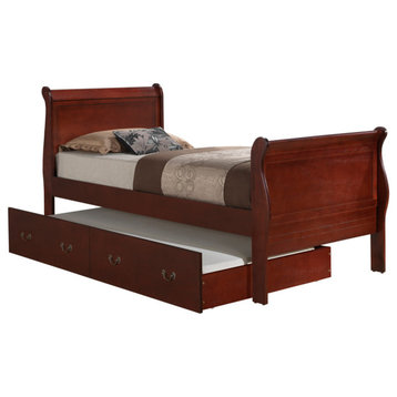Louis Philippe Cherry Twin Trundle Bed With Trundle