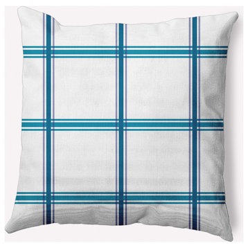 20" x 20" Geometric Indoor/Outdoor Polyester Throw Pillow, Autumn Blue