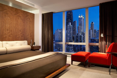 Design ideas for a modern bedroom in Chicago.