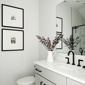 Neutral and minimalistic powder room interior design