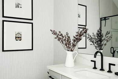 Neutral and minimalistic powder room interior design