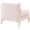Pemberly Row Performance Velvet Upholstered Armless Sectional Chair in Pink