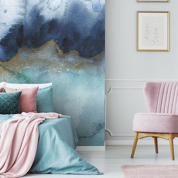 Teal Grey Gold wallpaper mural