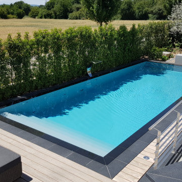 NIVEKO POLYSTONE Überlaufbecken Modell Advance in grau 10,00 x 3,60 x 1,50 m mit