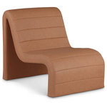 Meridian Furniture - Ivy Upholstered Accent Chair, Cognac, Vegan Leather - Count on this Ivy cognac vegan leather accent chair quickly becoming the most coveted seat in the house. Wrapped in soft vegan leather and adorned with a channel tufted design, its curved shape offers unparalleled comfort and support. Designed for the modern home, it effortlessly blends contemporary aesthetics with luxurious materials. Whether placed in a cozy corner or as a standout piece in your living room, this chair invites you to unwind in unparalleled elegance and enjoy a moment of tranquil indulgence.