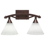 Toltec Lighting - Bow 2-Light Bath Bar, Black Copper Finish With 7" White Muslin Glass, Bronze - * The beauty of our entire product line is the opportunity to create a look all of your own, as we now offer over 40 glass shade choices, with most being available as an option on every lighting family. So, as you can see, your variations are limitless. It really doesn't matter if your project requires Traditional, Transitional, or Contemporary styling, as our fixtures will fit most any decor.